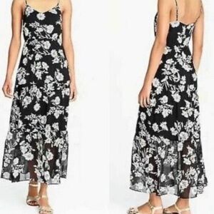 J. Crew Mercantile Black Floral Maxi Dress Spaghetti Straps | Size 0